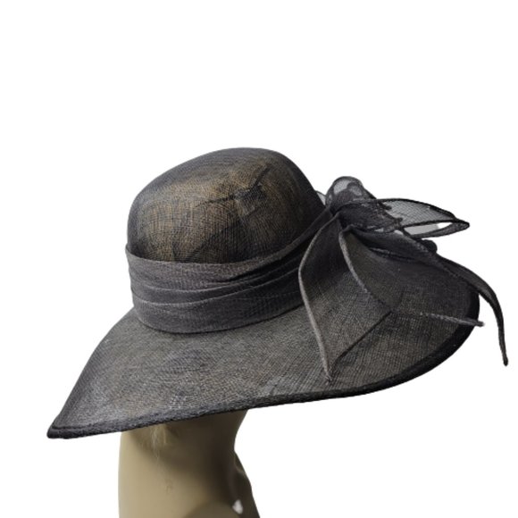 Large Wide Brim Hat Black Sinamay Hat Wedding Adjustable Hat- NEW main image 14
